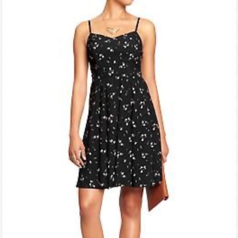 Navy White Ditsy Floral 90s Cami Dress Med